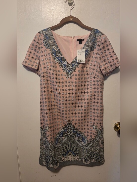 Ann Taylor Dresses & Skirts - Ann Taylor Dress XS Dress Pink with Blue Paisley Trim